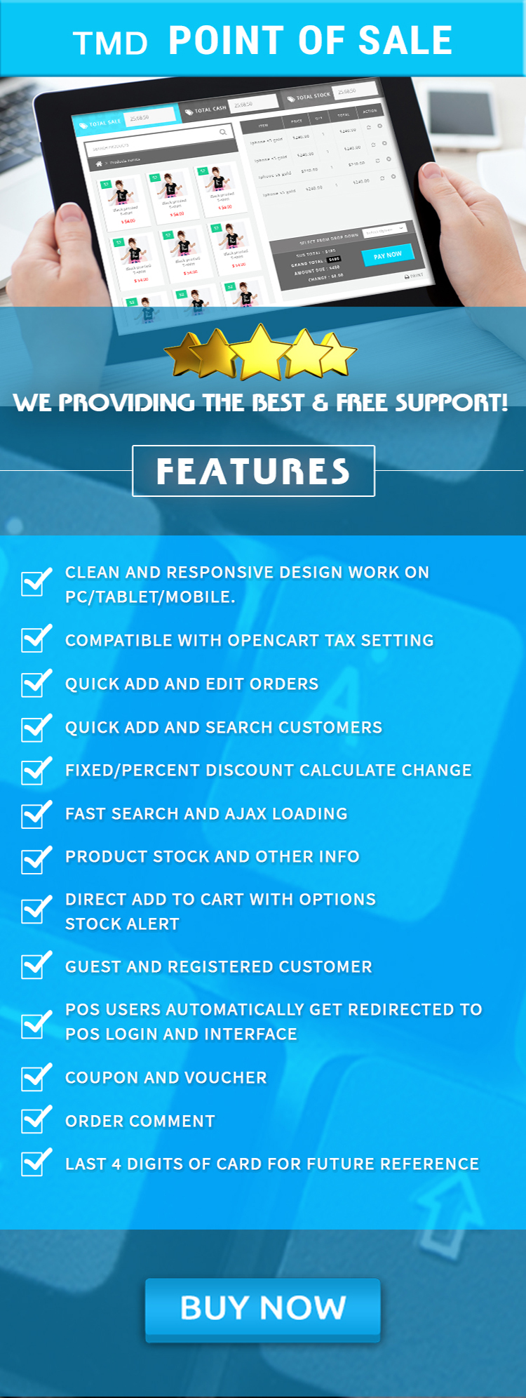features list of OpenCart multivendor POS add-on